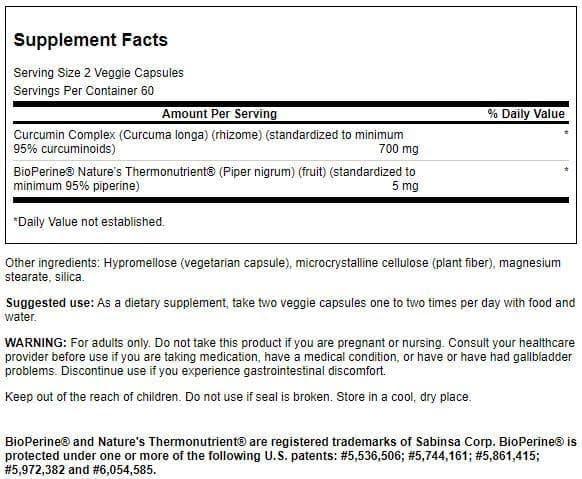 imageSwanson Curcumin Complex Herbal Supplement Supporting Joint Health Mobility amp Physical Function Standardized with BioPerine for Maximum Absorption 120 Veggie Capsules120 Count Pack of 1