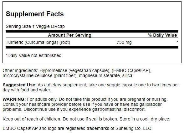 imageSwanson Full Spectrum Turmeric Delayed Release 750 Milligrams 60 Veg Capsules