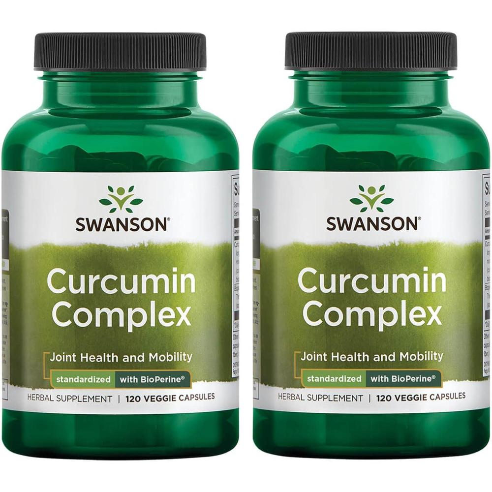 imageSwanson Curcumin Complex Herbal Supplement Supporting Joint Health Mobility amp Physical Function Standardized with BioPerine for Maximum Absorption 120 Veggie Capsules120 Count Pack of 2