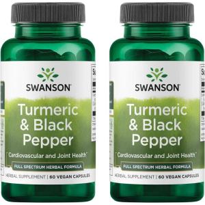 Swanson Premium- Turmeric ‘&’ Black Pepper – Antioxidant, Digestion ‘&’ Joint Support – 90 Veg Caps(30 Count (Pack of 2))