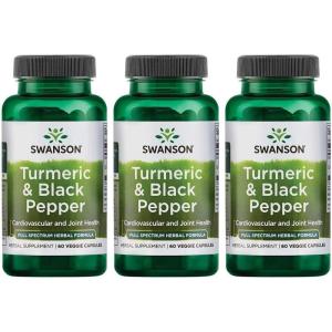 Swanson Premium- Turmeric ‘&’ Black Pepper – Antioxidant, Digestion ‘&’ Joint Support – 90 Veg Caps(60 Count (Pack of 3))