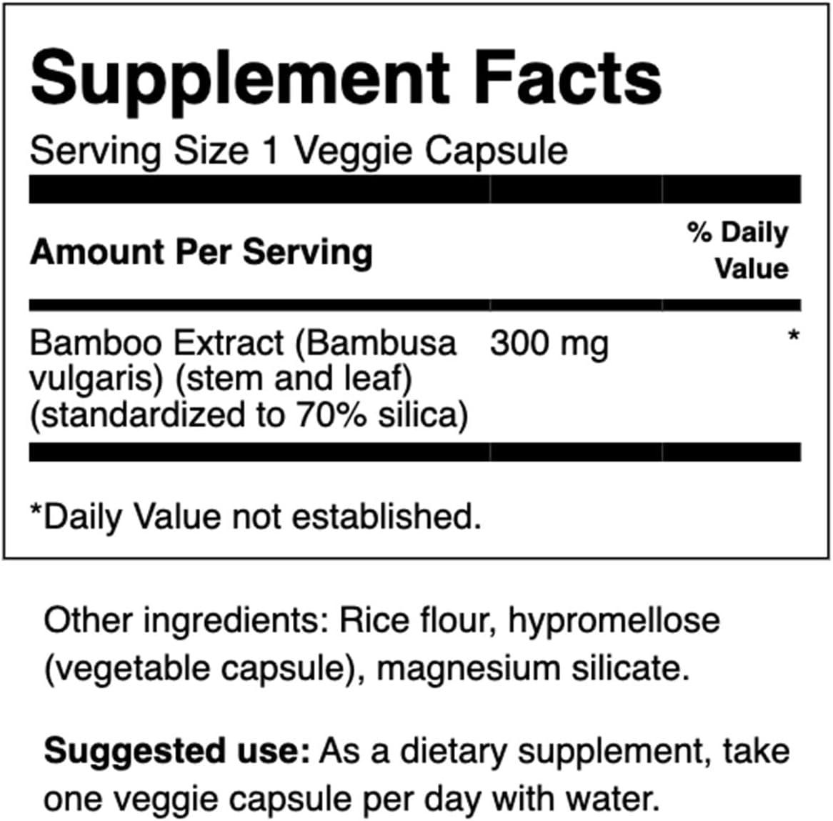 imageSwanson Bamboo Extract for Hair and Nails Silica Supplement Supports Collagen 300 mg 60 Veggie Capsules60 Count Pack of 1