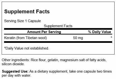 imageSwanson Keratin from Tibetan Wool Natural Supplement Promoting Healthy Joints Hair Skin amp Nails Helps Nourish Healthy Connective Tissues 60 Capsules 50mg Each60 Count Pack of 1