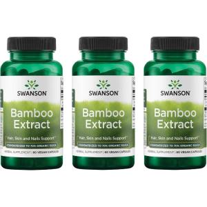 Swanson Bamboo Extract for Hair and Nails Silica Supplement Supports Collagen 300 mg 60 Veggie Capsules(60 Count (Pack of 3))