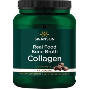 Swanson Real Food Bone Broth Collagen – Chocolate 19.5 oz Pwdr