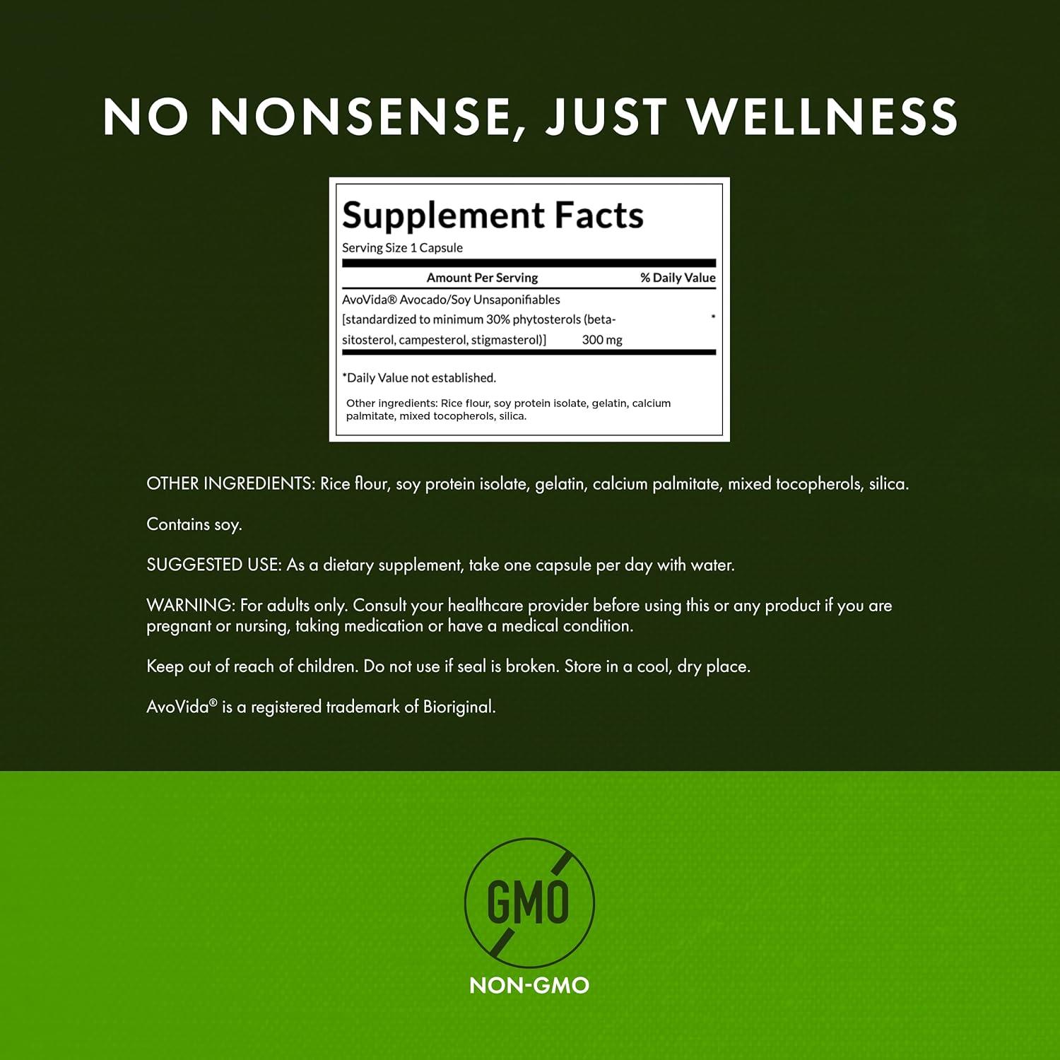 imageSwanson AvoVida Natural Supplement Promoting Joint Health amp Mobility Avocado amp Soybean Unsaponifiables to Support Cartilage amp Tissue Health 60 Capsules 300mg Each 4 Pack60 Count Pack of 1