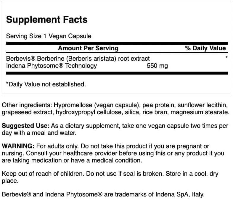 imageSwanson Berberine Advanced Enhanced Absorption Featuring Berbevis 550 mg 30 Veg Caps30 Count Pack of 1