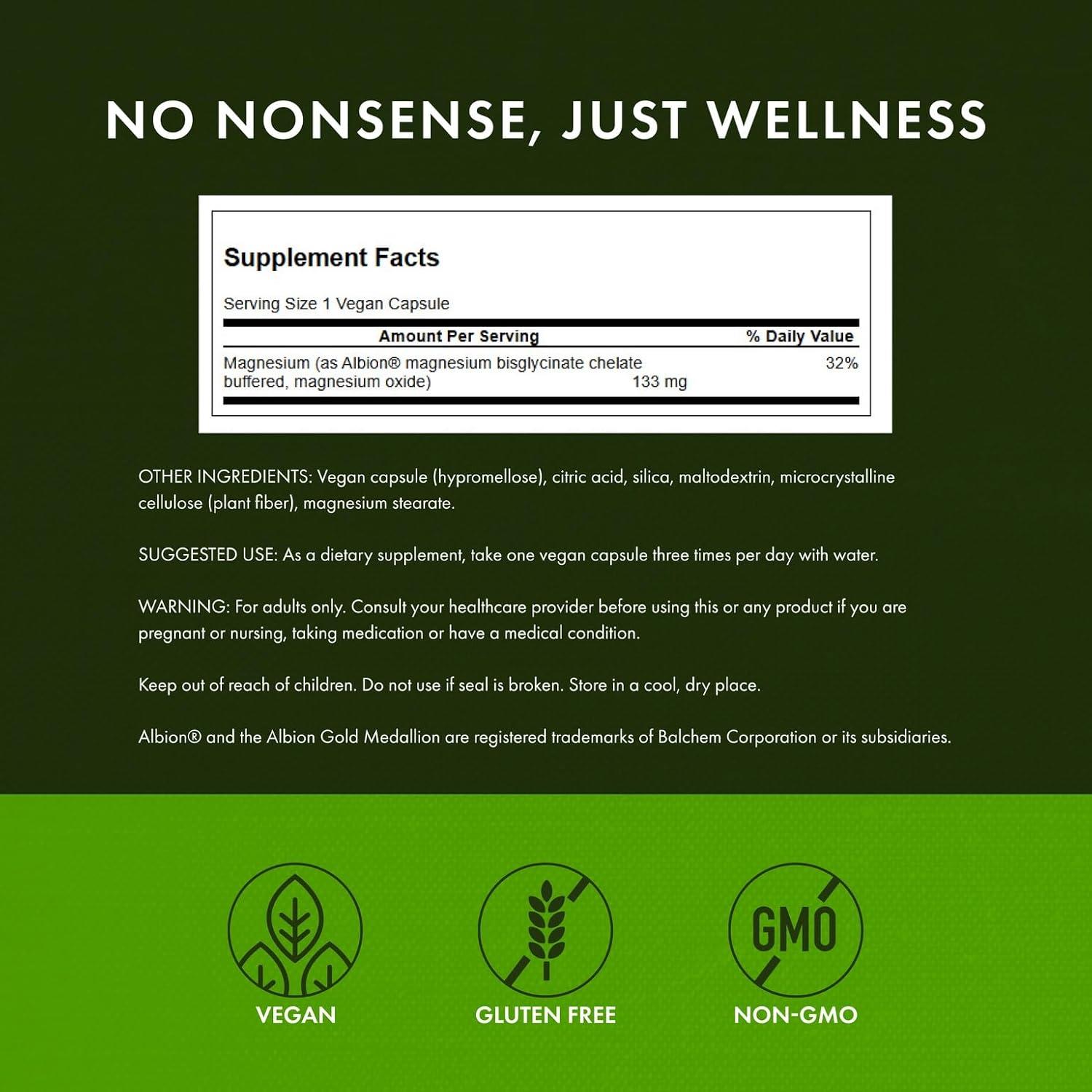 imageSwanson Chelated Magnesium 133 Milligrams 90 Capsules 2 Pack90 Count Pack of 3