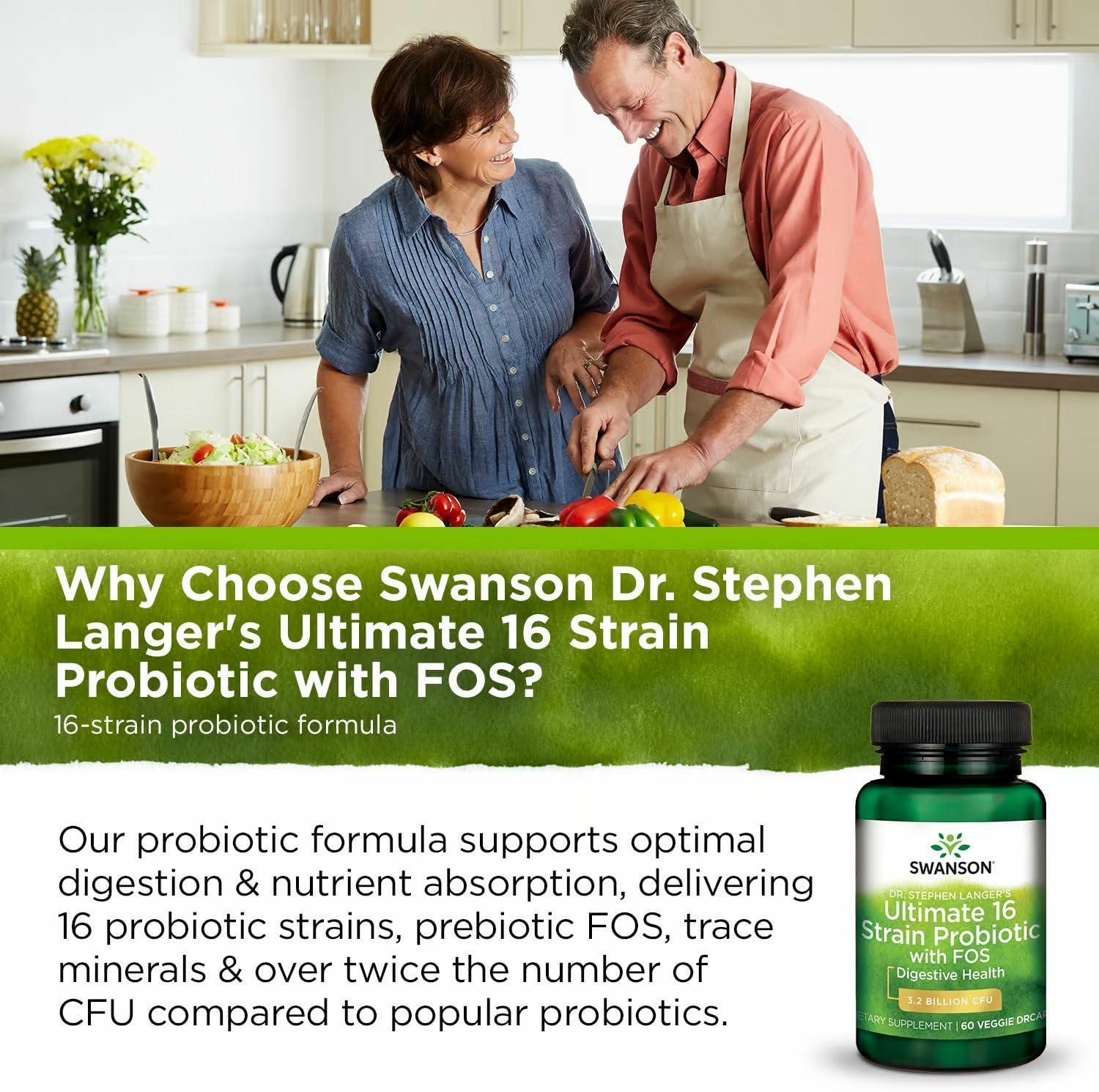 imageSwanson Dr Stephen Langers Formula Natural Probiotic wPrebiotic FOS 16Strain Supplement Promoting Digestive Support w 32 Billion CFU per Capsule 60 Veggie Capsules 2 Pack60 Count Pack of 2