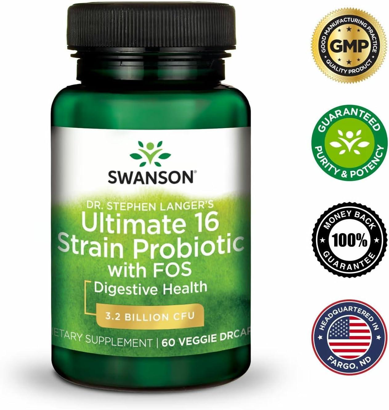 imageSwanson Dr Stephen Langers Formula Natural Probiotic wPrebiotic FOS 16Strain Supplement Promoting Digestive Support w 32 Billion CFU per Capsule 60 Veggie Capsules 2 Pack60 Count Pack of 2