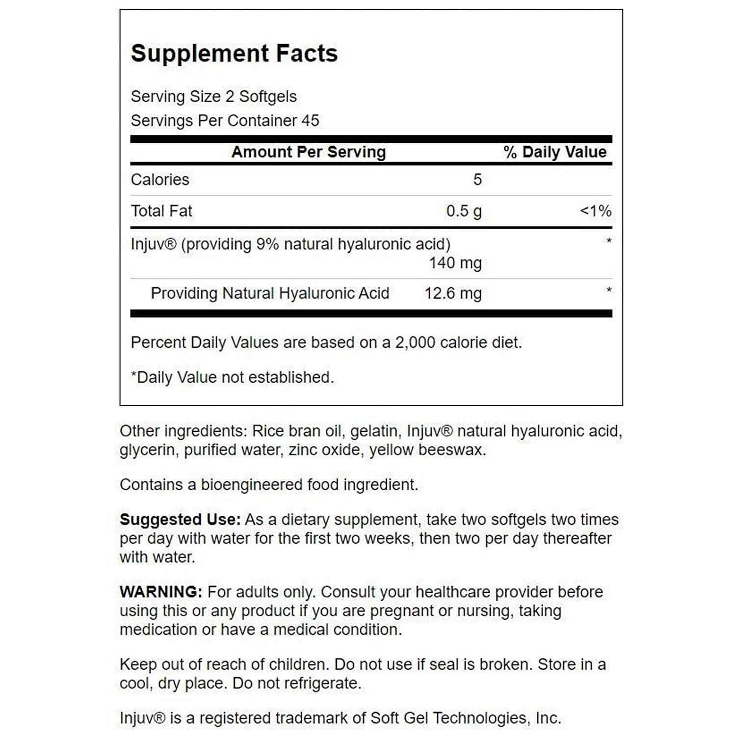imageSwanson Injuv Supports Natural Skin Moisture Retention 90 Softgels 140mg Each 2 Pack