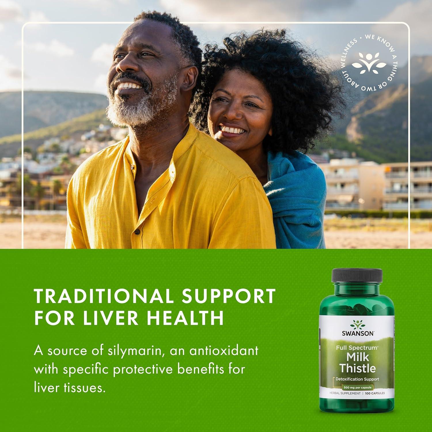 imageSwanson Milk Thistle Herbal Liver Support Supplement Natural Formula Helping to Maintain Overall Health amp Wellbeing 100 Capsules 500mg Each 2 Pack100 Count Pack of 2