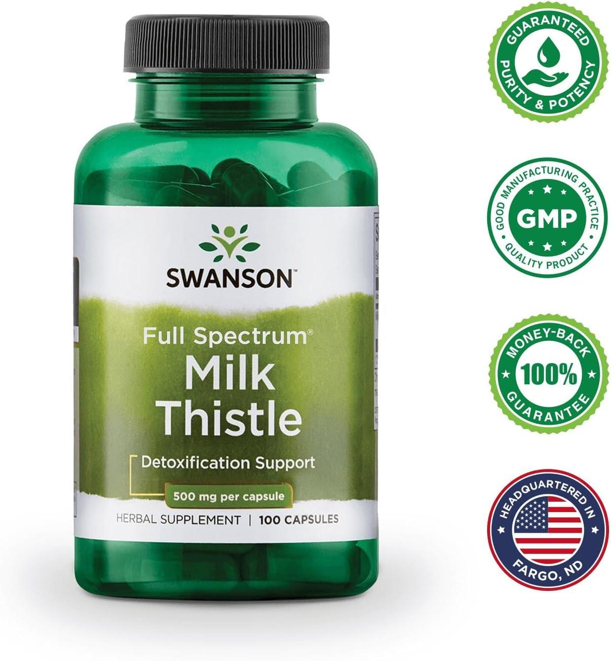 imageSwanson Milk Thistle Herbal Liver Support Supplement Natural Formula Helping to Maintain Overall Health amp Wellbeing 100 Capsules 500mg Each100 Count Pack of 1
