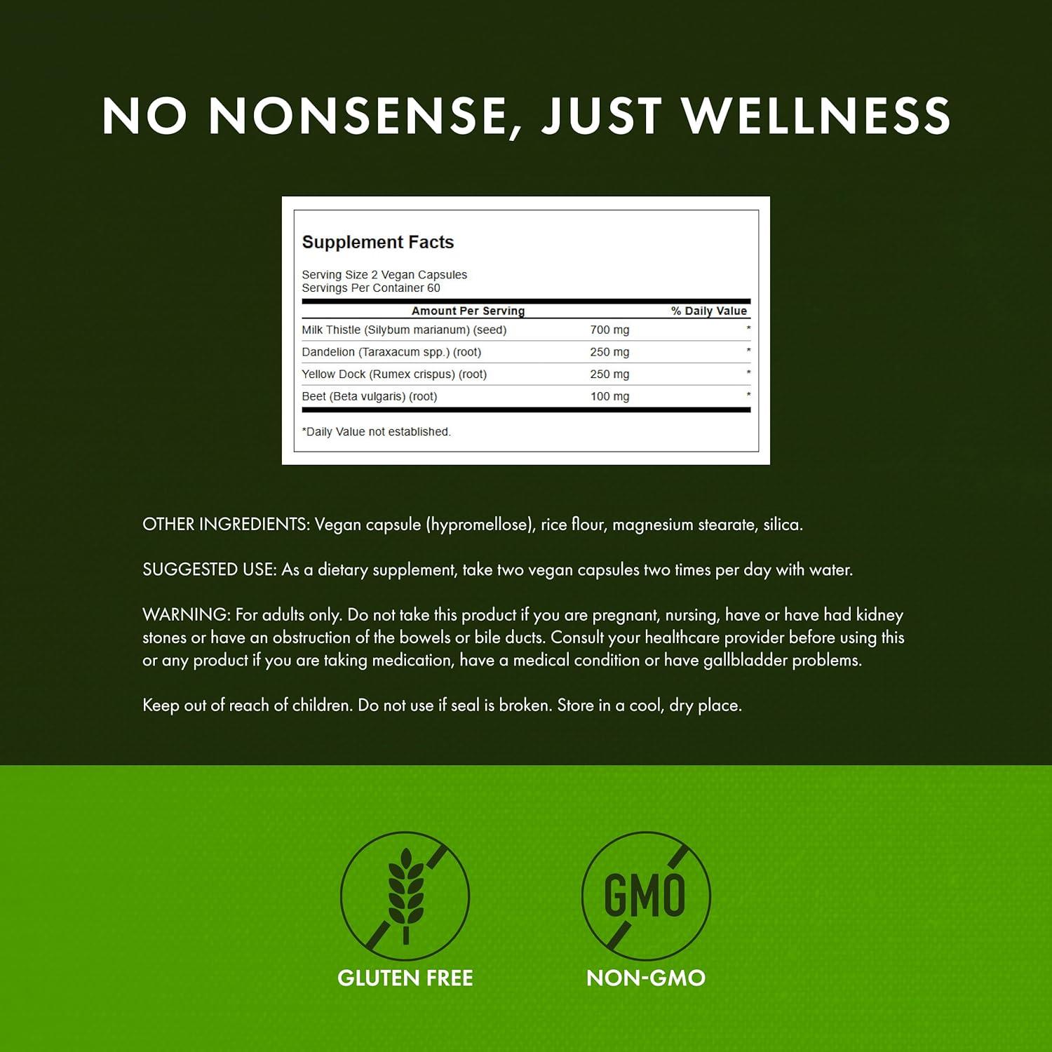 imageSwanson Milk Thistle Dandelion amp Yellow Dock Herbal Liver Support Supplement Natural Supplement Helping to Maintain Overall Health amp Wellbeing 120 Capsules 1 Pack120 Count Pack of 2