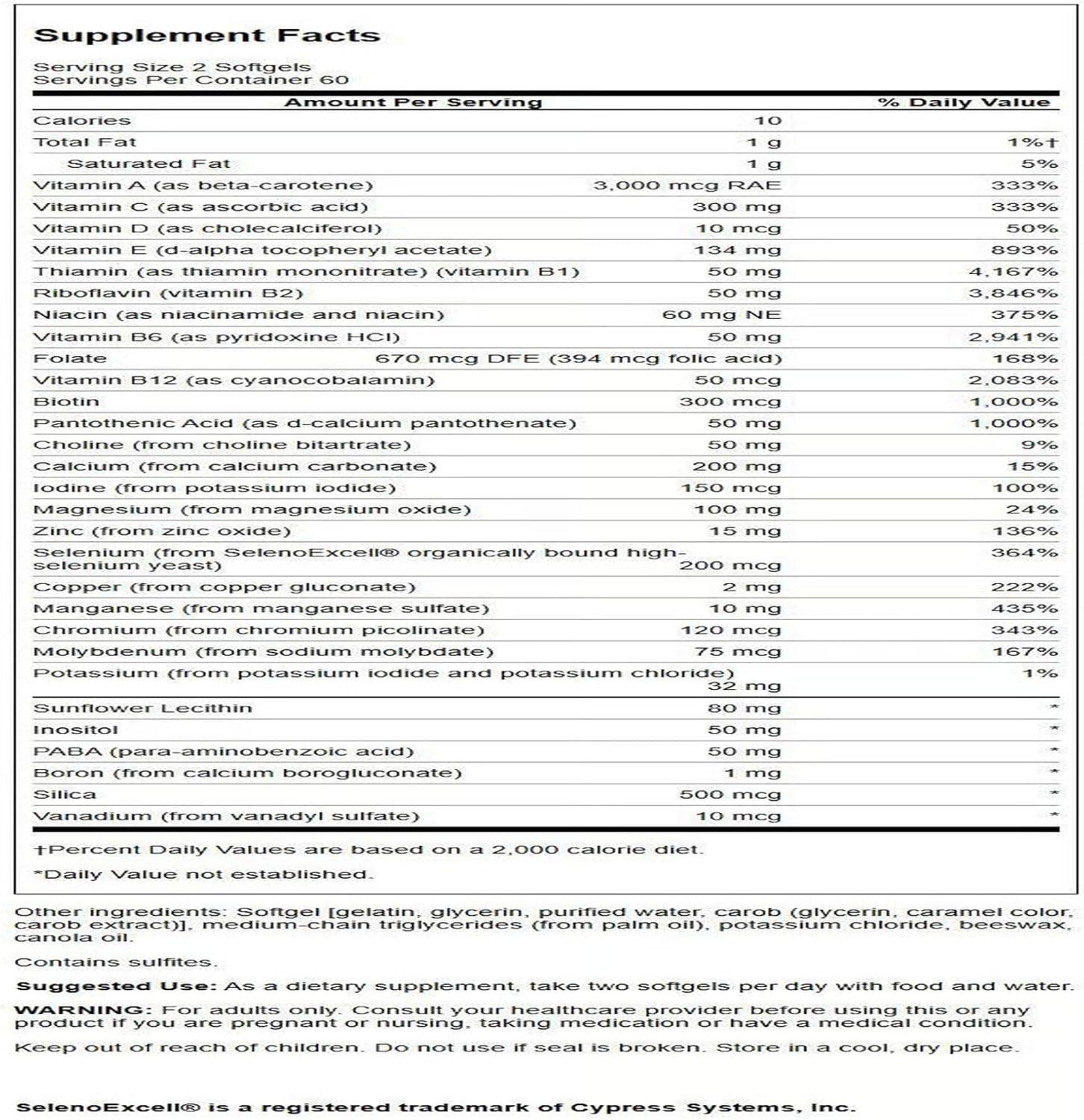 imageSwanson Multi Without Iron Multivitamin Health Supplement IronFree Formula 120 Softgels Sgels