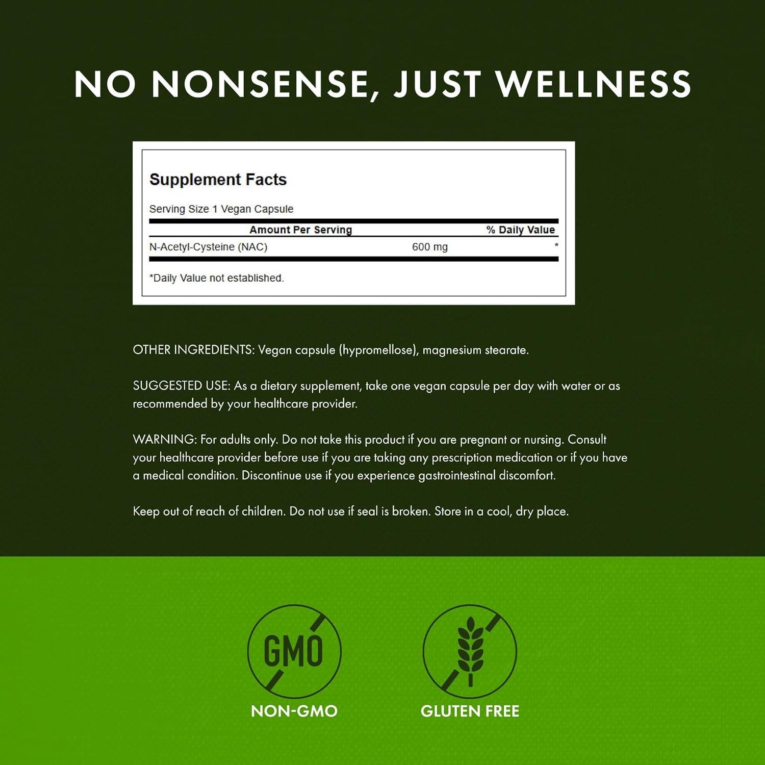 imageSwanson NAC NAcetyl Cysteine Antioxidant Liver Support amp Amino Acids Supplement 600 mg 100 Capsules