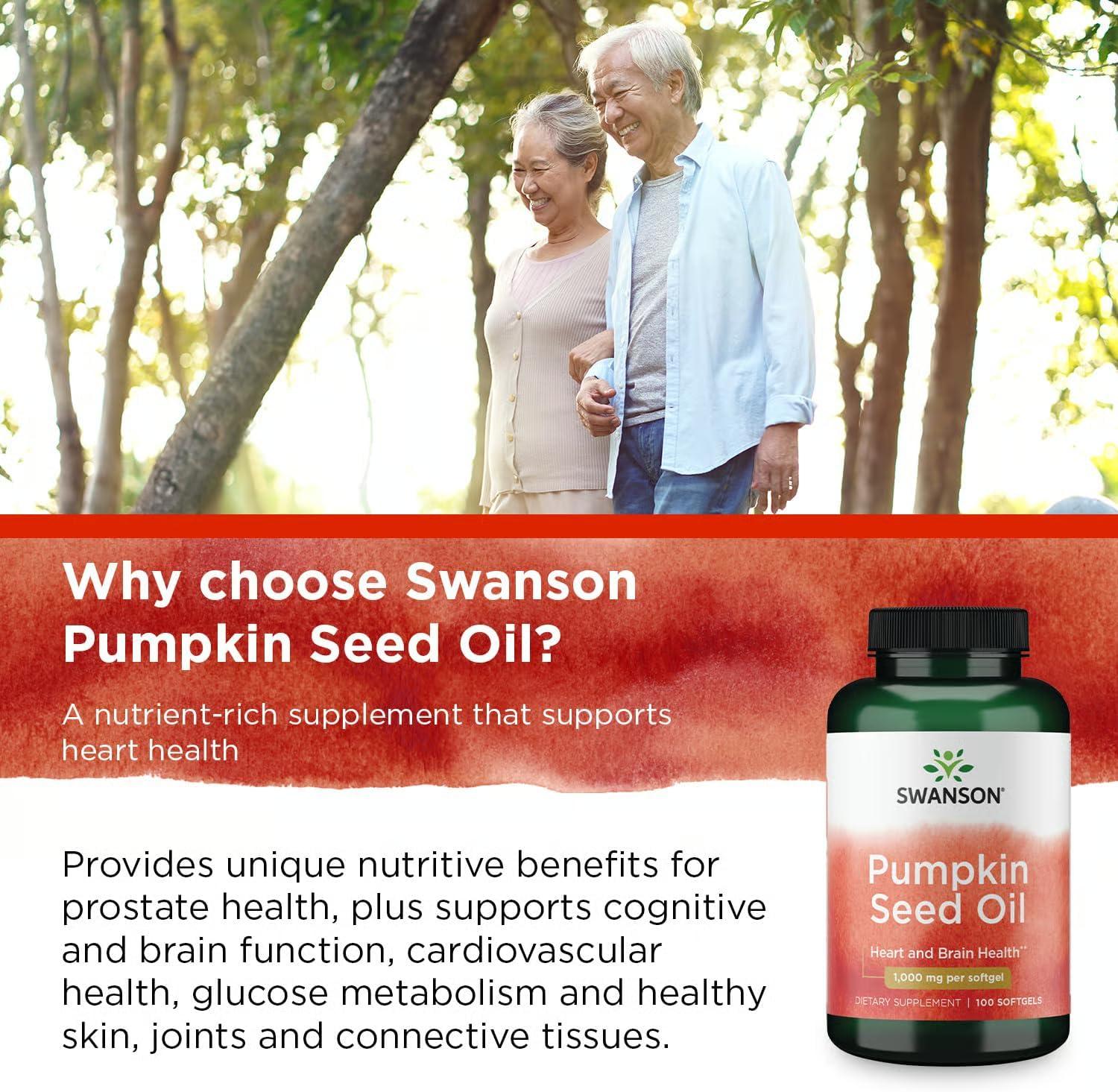imageSwanson Pumpkin Seed Oil 1000 mg 100 Softgels100 Count Pack of 1
