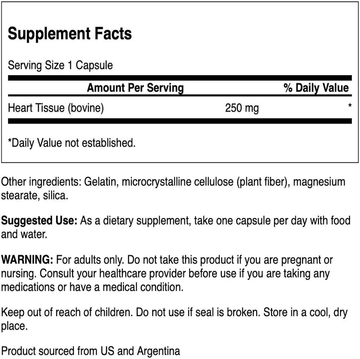 imageSwanson Raw Heart Glandular 250 Milligrams 60 Capsules