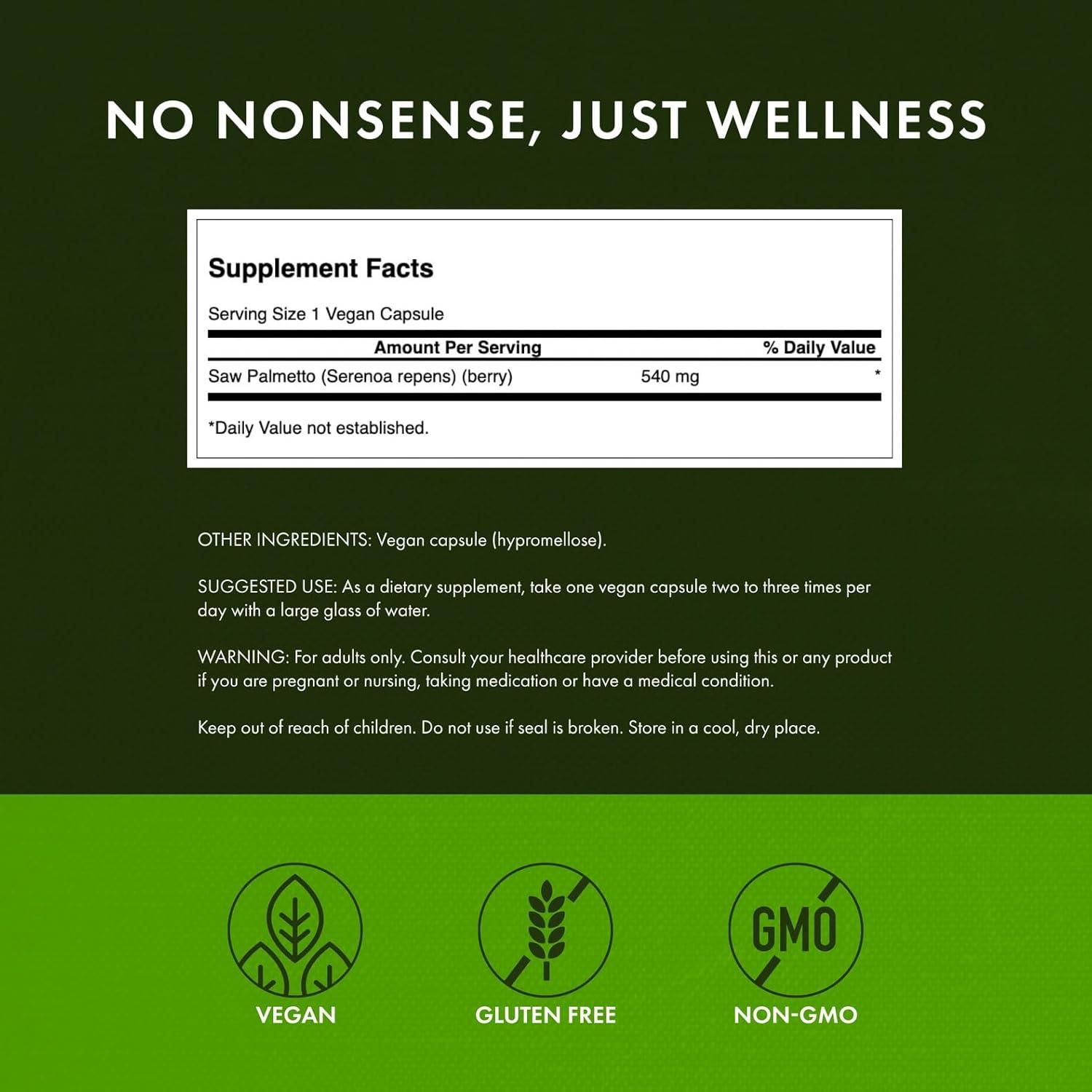 imageSwanson Saw Palmetto Herbal Supplement Promoting Male Prostate Health Support Natural Hair Supplement amp Urinary Health Support 540 mg 250 Capsules250 Count Pack of 4