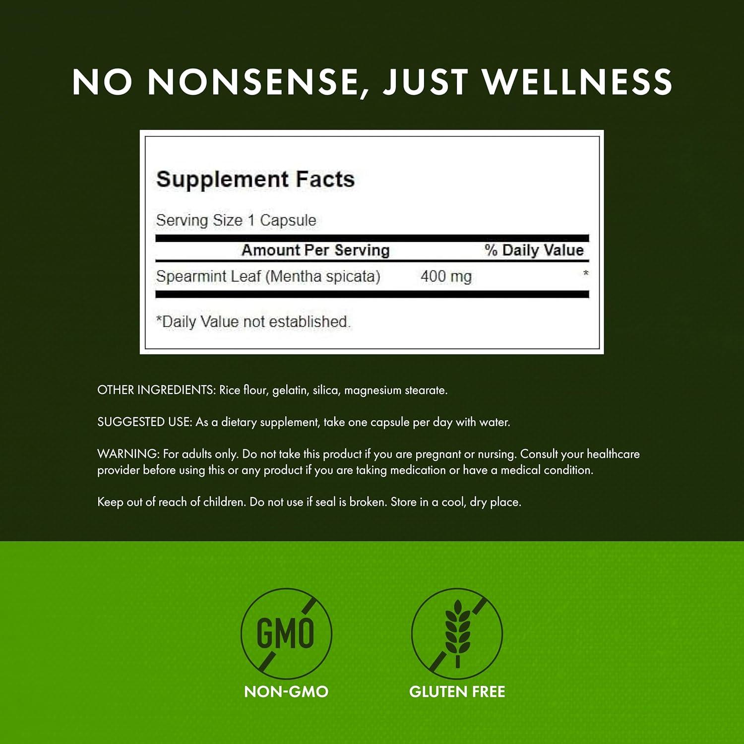 imageSwanson Spearmint Leaf Mentha Spicata Full Spectrum Herbal Supplement Supporting Digestive Health amp Mild Stomach Issues Natural Formula Supporting Health amp Wellness 60 Capsules 400mg Each60 Count Pack of 3