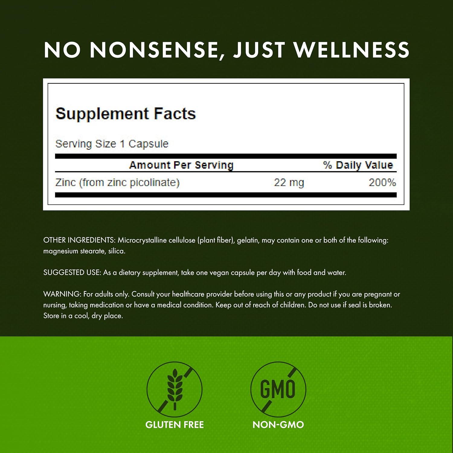 imageSwanson Zinc Picolinate Mineral Supplement Promoting Prostate Health Vision Health amp Immune Support Body Preferred Form of Chelated Zinc 60 Capsules 22mg Each60 Count Pack of 1