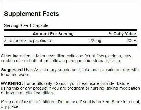 imageSwanson Zinc Picolinate Mineral Supplement Promoting Prostate Health Vision Health amp Immune Support Body Preferred Form of Chelated Zinc 60 Capsules 22mg Each60 Count Pack of 2