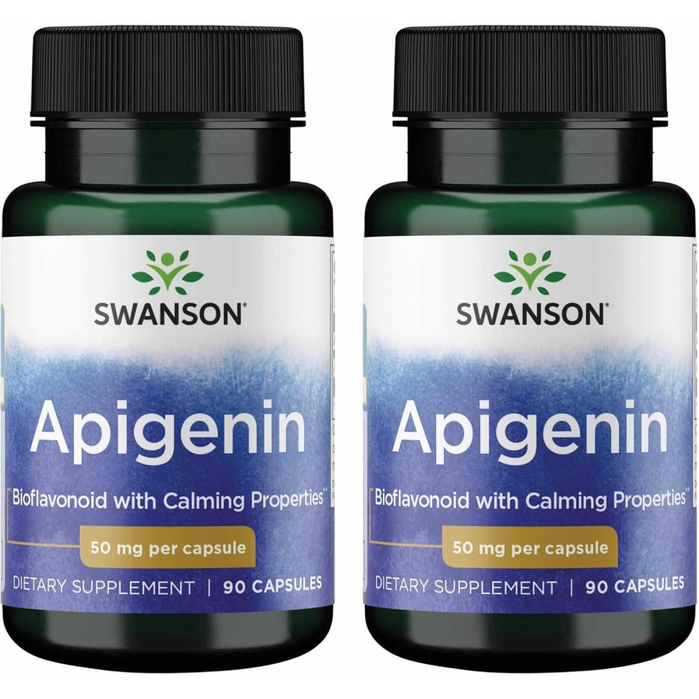 imageSwanson Apigenin Supplement 50mg Capsules 90 Count Helps Promote Sleep Stress Relief amp Overall Mens Health90 Count Pack of 2