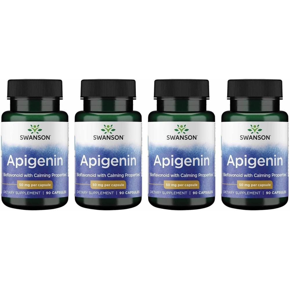 imageSwanson Apigenin Supplement 50mg Capsules 90 Count Helps Promote Sleep Stress Relief amp Overall Mens Health90 Count Pack of 4