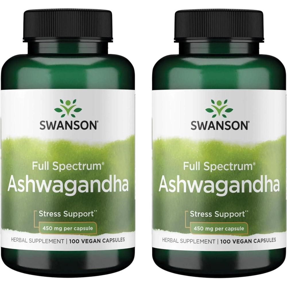 imageSwanson Ashwagandha Powder SupplementAshwagandha Root amp Aerial Parts Supplement Promoting Stress Relief amp Energy SupportAyurvedic Supplement for Natural Wellness 100 Capsules 450mg Each100 Count Pack of 2