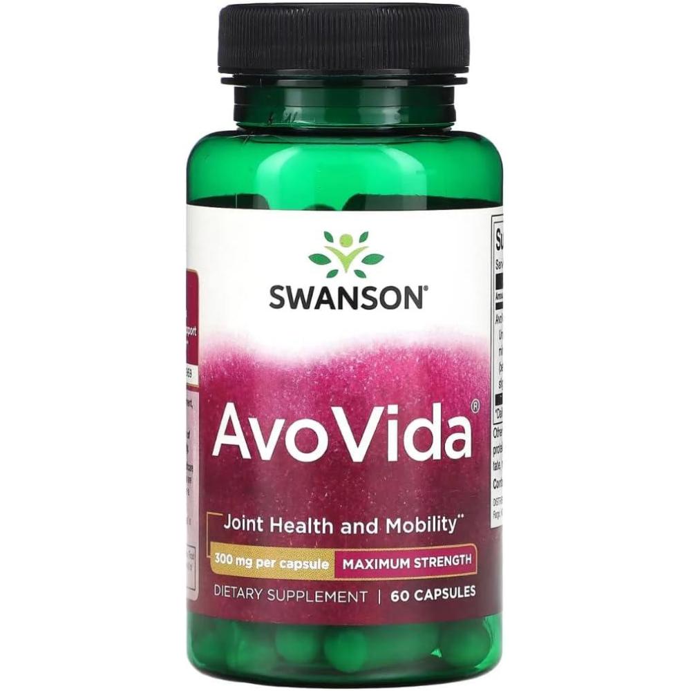 imageSwanson AvoVida Natural Supplement Promoting Joint Health amp Mobility Avocado amp Soybean Unsaponifiables to Support Cartilage amp Tissue Health 60 Capsules 300mg Each 4 Pack60 Count Pack of 3