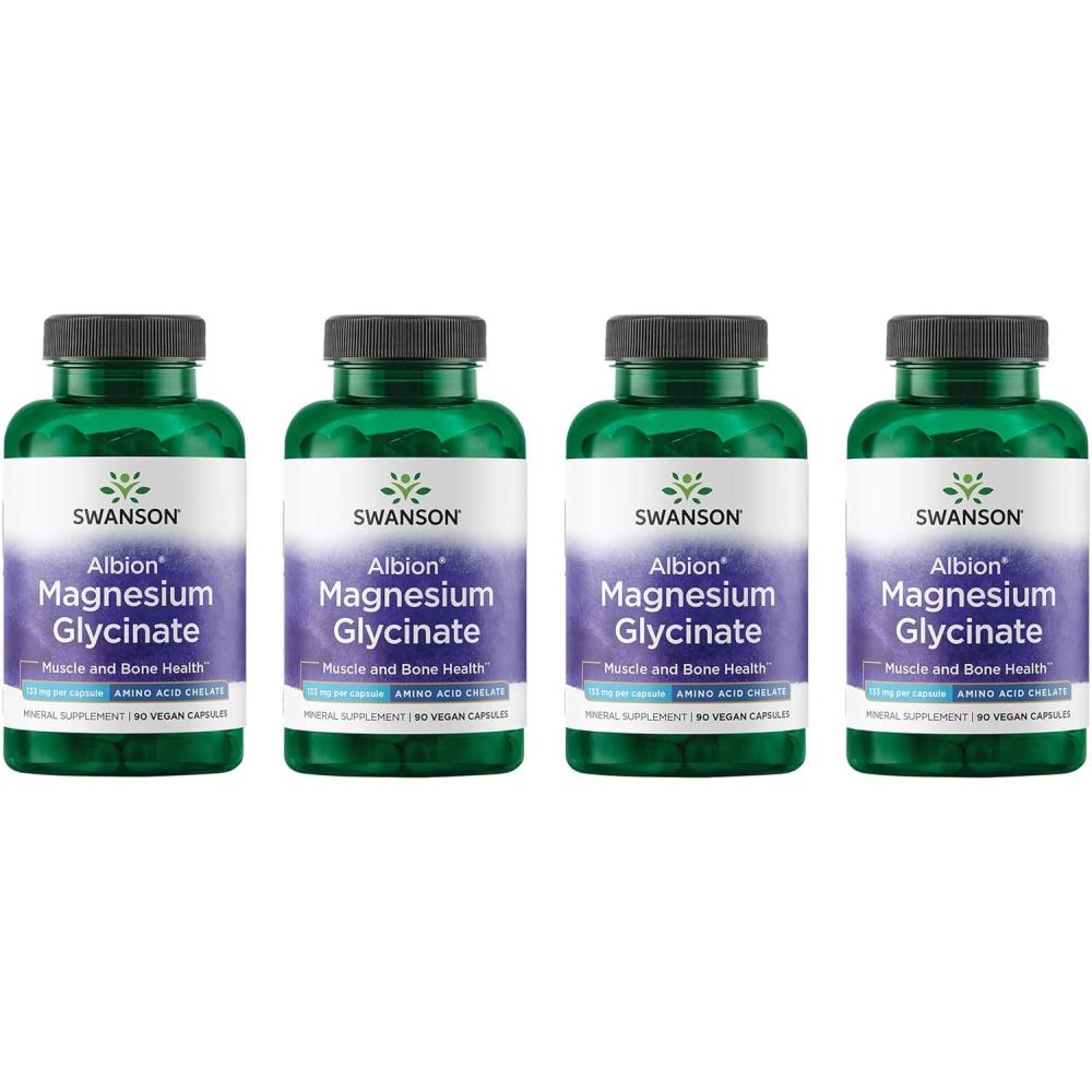 imageSwanson Chelated Magnesium 133 Milligrams 90 Capsules 2 Pack90 Count Pack of 4