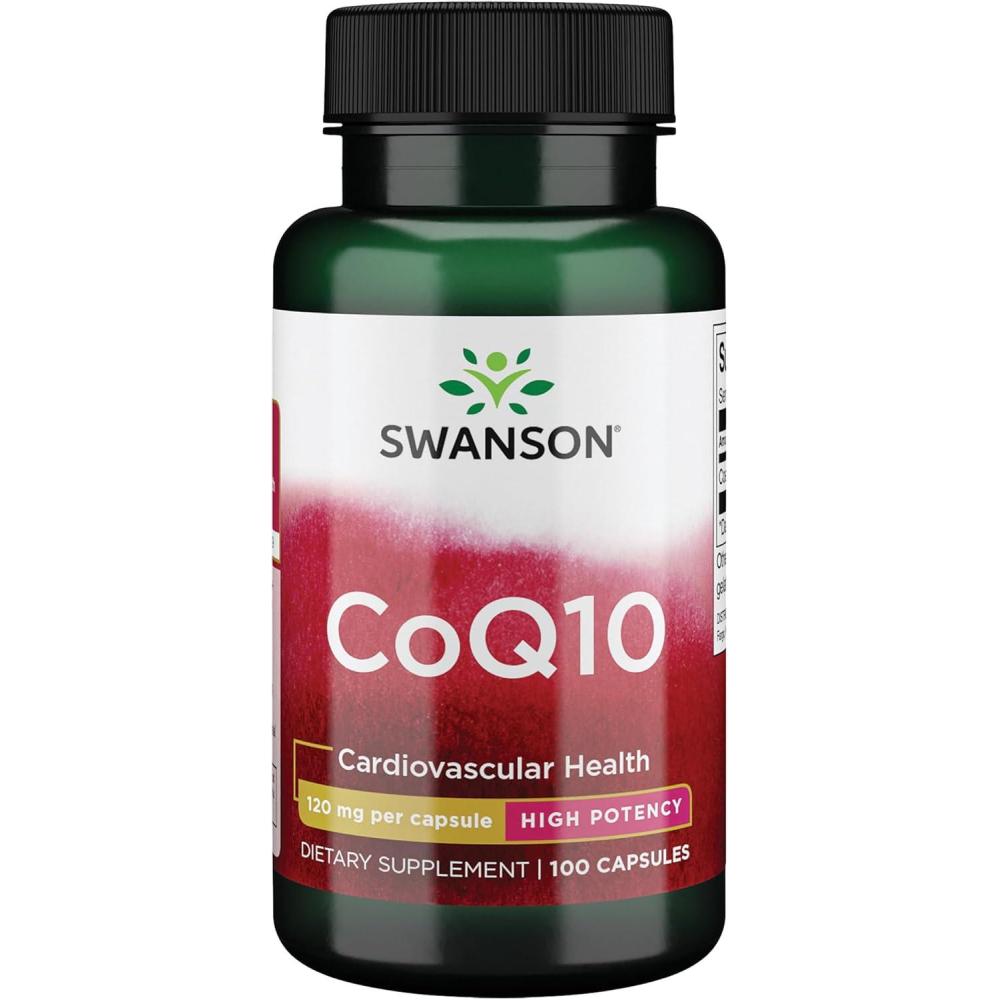 imageSwanson CoQ10  Helps Promote Heart Health Energy Support amp Aids Overall Cardiovascular System Health  Helps Maintain Coenzyme Q10 Supplement  100 Capsules 120mg Each100 Count Pack of 1