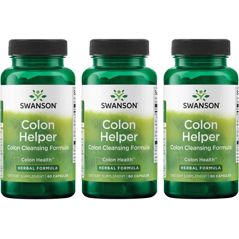 imageSwanson Colon Helper  Promotes Digestive Health Using Vervain Goldenseal Root Slippery Elm Bark amp More  Herbal Supplement Aiding Healthy Eliminations  60 Capsules1 Pack60 Count Pack of 3