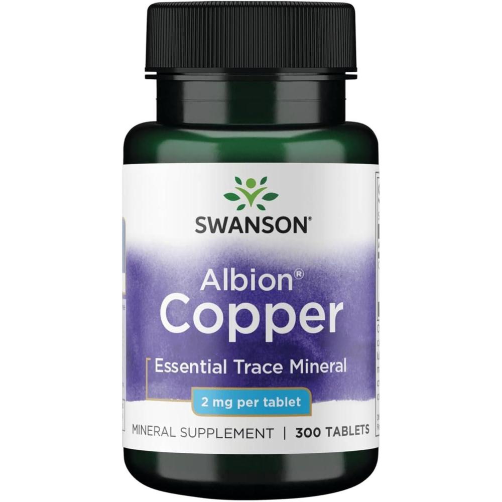 imageSwanson Copper Mineral Supplement 2 mg Copper Chelate Antioxidant Immune System and Cell Support 300 Tablets1