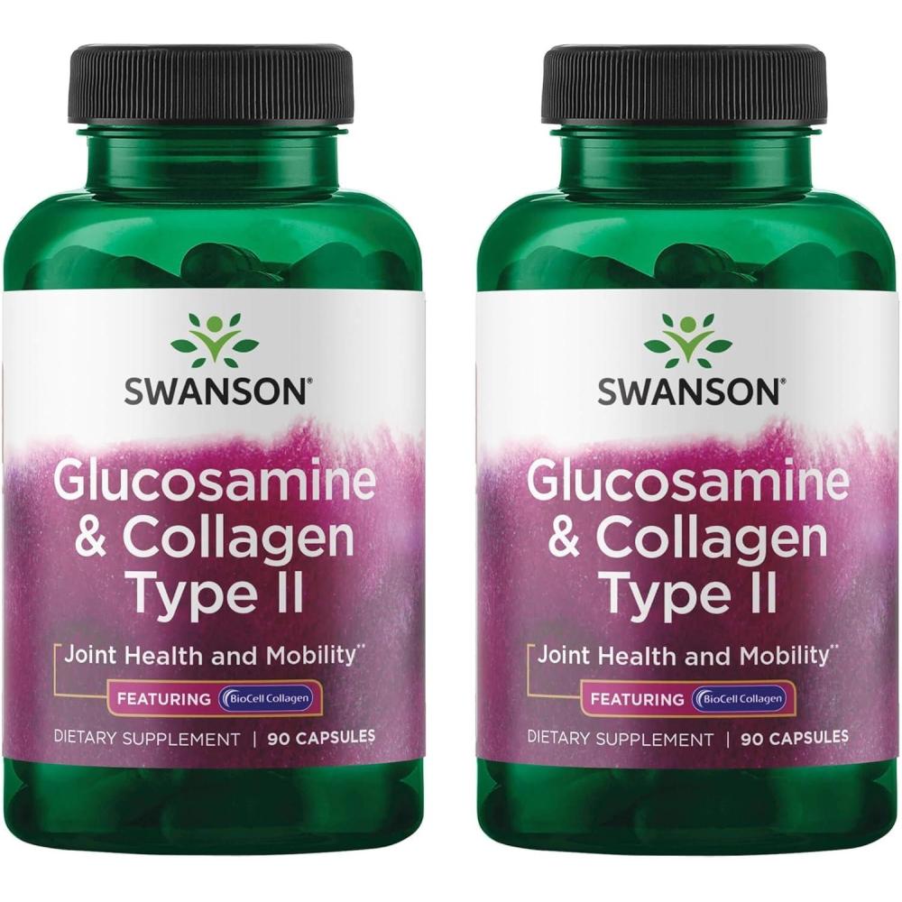 imageSwanson Glucosamine amp Collagen Type II Featuring BioCell Collagen 90 Capsules 2 Pack