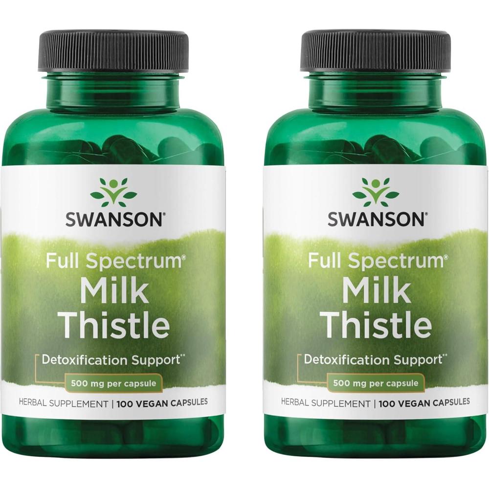 imageSwanson Milk Thistle Herbal Liver Support Supplement Natural Formula Helping to Maintain Overall Health amp Wellbeing 100 Capsules 500mg Each 2 Pack100 Count Pack of 2