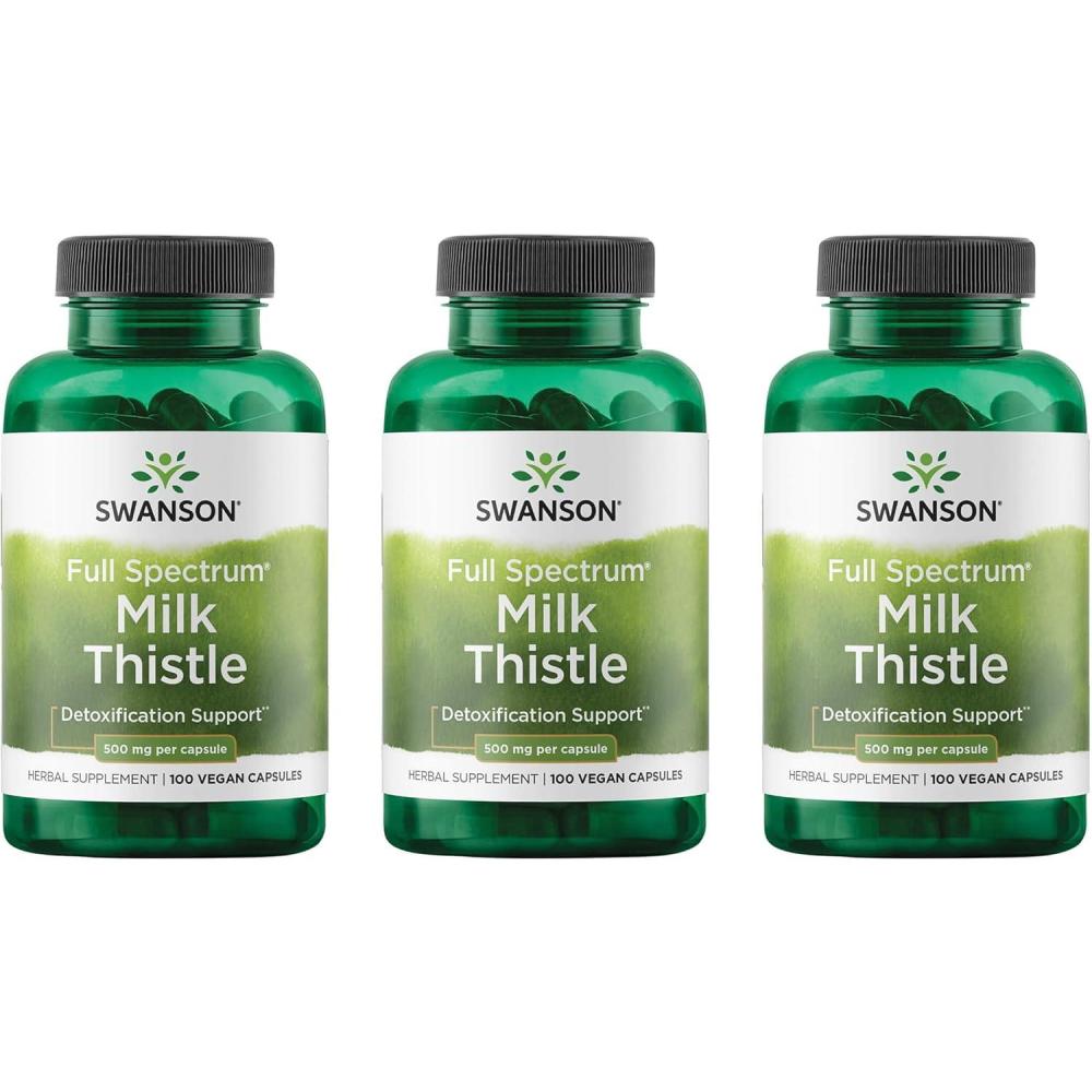 imageSwanson Milk Thistle  Herbal Liver Support Supplement  Natural Formula Helping to Maintain Overall Health amp Wellbeing  100 Capsules 500mg Each 2 Pack100 Count Pack of 3