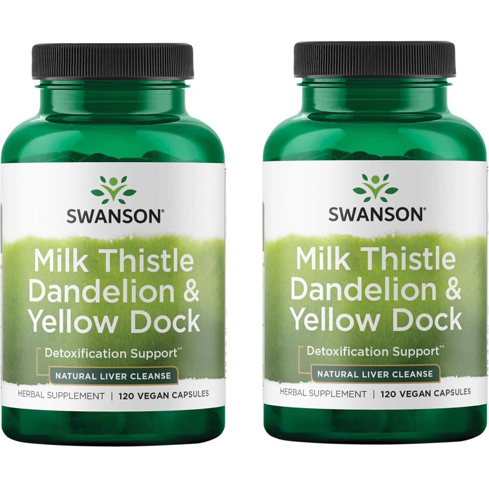 imageSwanson Milk Thistle Dandelion amp Yellow Dock Herbal Liver Support Supplement Natural Supplement Helping to Maintain Overall Health amp Wellbeing 120 Capsules 1 Pack120 Count Pack of 2