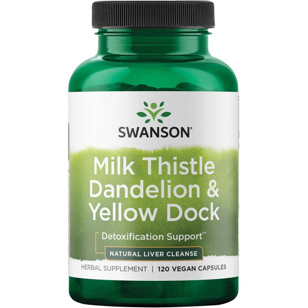 imageSwanson Milk Thistle Dandelion amp Yellow Dock  Herbal Liver Support Supplement  Natural Supplement Helping to Maintain Overall Health amp Wellbeing  120 Capsules 1 Pack120 Count Pack of 1