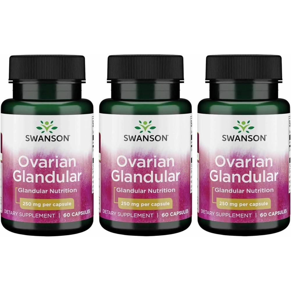 imageSwanson Ovarian Glandular Supplement  Womens Glandular Health and Balance Support  Premium Bovine Tissue  60 Capsules 250mg Each60 Count Pack of 3
