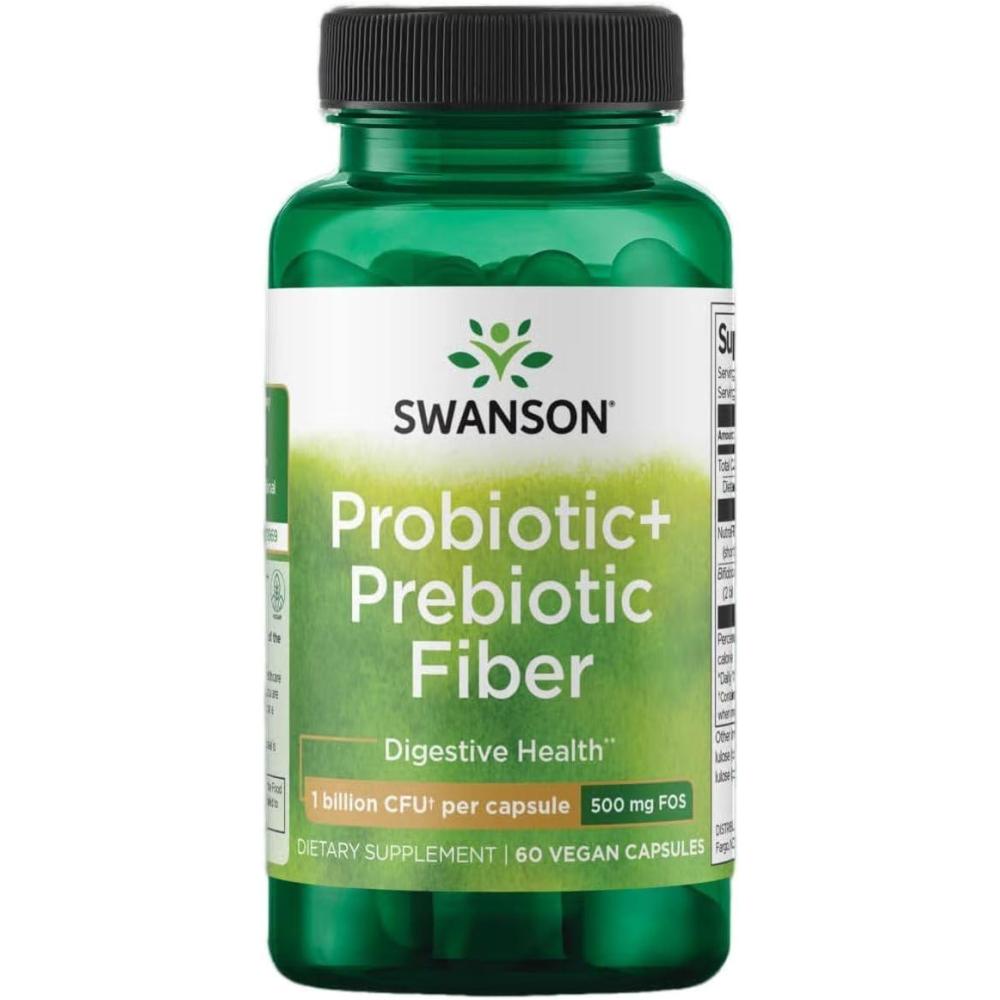 imageSwanson Prebiotic  Probiotic Fiber  Natural Supplement Promoting Digestive System amp Immune Health Support  Aids Regularity amp GI Tract Health  60 Capsules 500 Million CFU Each60 Count Pack of 1