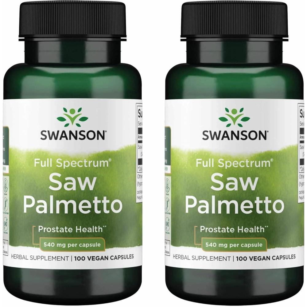 imageSwanson Saw Palmetto Herbal Supplement Promoting Male Prostate Health Support Natural Hair Supplement amp Urinary Health Support 540 mg 250 Capsules100 Count Pack of 2