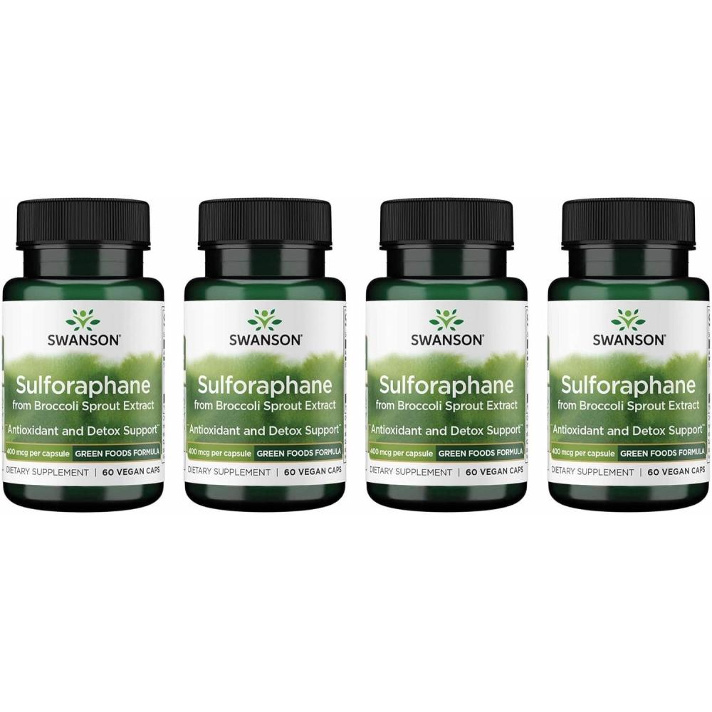imageSwanson Sulforaphane  Broccoli Sprout Extract Supporting Cellular GI Tract and Liver Health  Natural Supplement Standardized to 04 Sulforaphane  60 Veggie Capsules 400mcg Each60 Count Pack of 4