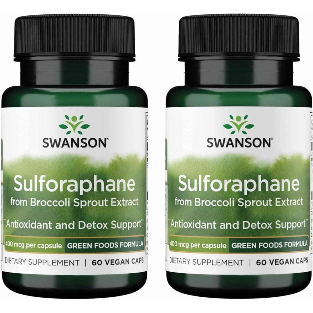 imageSwanson Sulforaphane  Broccoli Sprout Extract Supporting Cellular GI Tract and Liver Health  Natural Supplement Standardized to 04 Sulforaphane  60 Veggie Capsules 400mcg Each60 Count Pack of 2