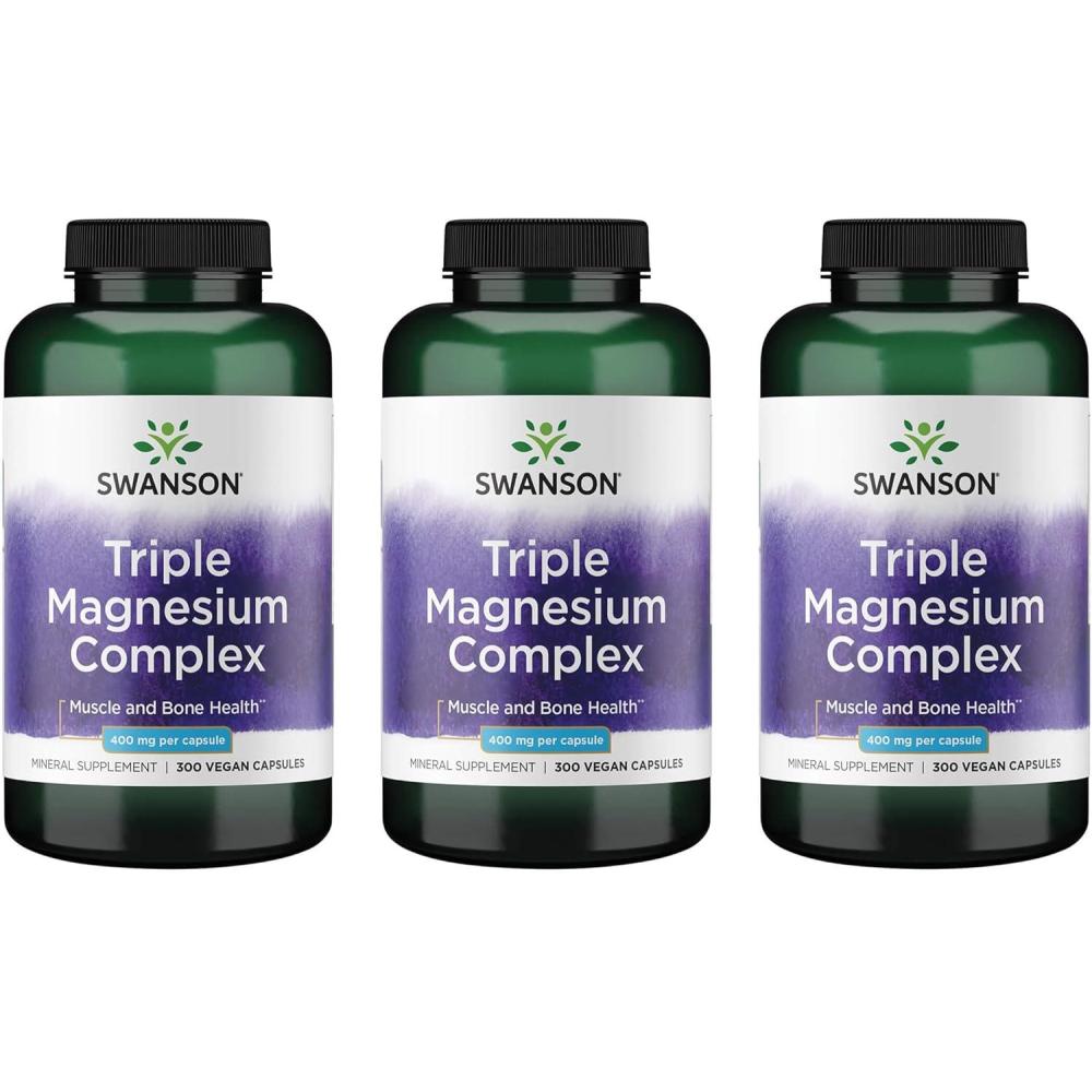imageSwanson Triple Magnesium Complex  Mineral Supplement  Natural Support  Featuring Citrate Oxide amp Aspartate  300 Capsules 400mg Each 2 Pack300 Count Pack of 3