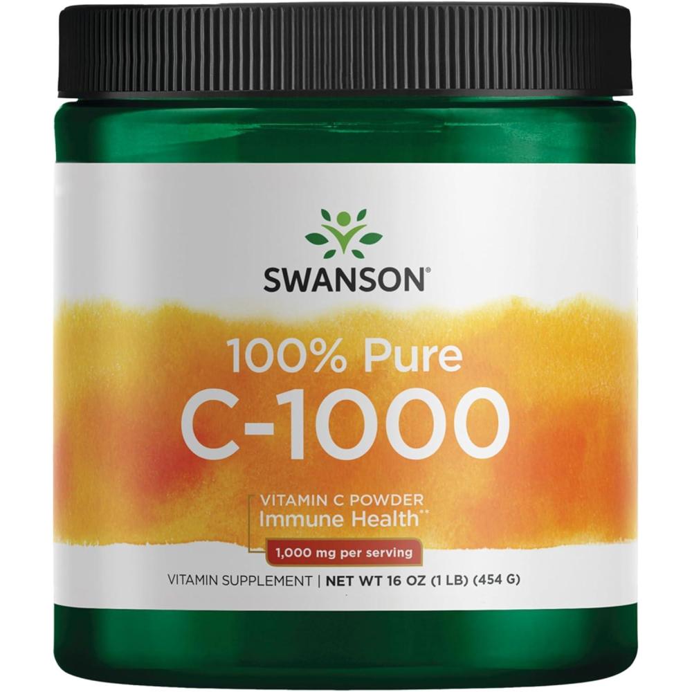 imageSwanson Vitamin C Powder 100 Pure Ascorbic Acid Immune System Support Skin Health Cardiovascular Health Antioxidant Supplement 1000 mg per Serving 1 lb 454 g16 Ounce Pack of 1