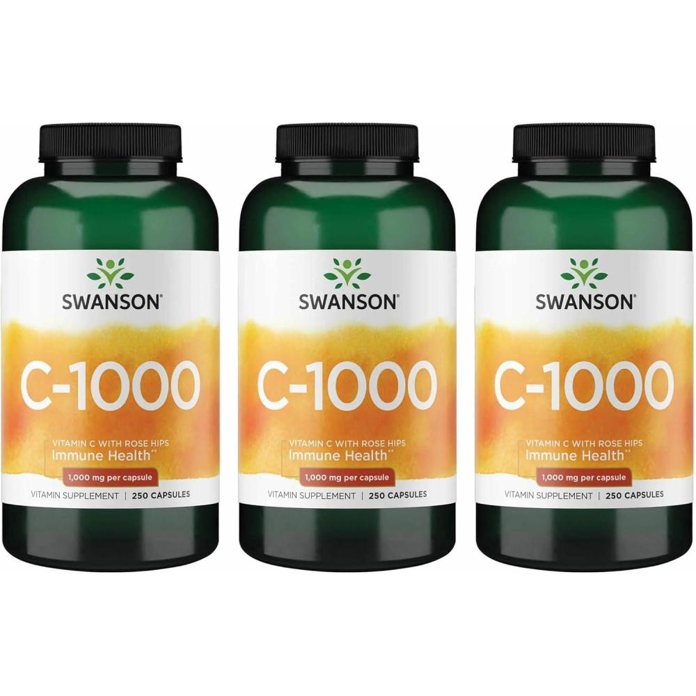 imageSwanson Vitamin C wRose HIPS Herbal Supplement Promoting Skin Health Heart Health amp Immune System Support Natural Formula Promoting Protection amp Wellness 90 Capsules 1000mg Each250 Count Pack of 3