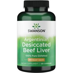 Swanson 100% Pure Defatted Desiccated Beef Liver 500 Milligrams 120 Capsules