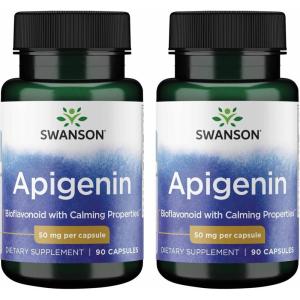 Swanson Apigenin Supplement, 50mg Capsules (90 Count), Helps Promote Sleep, Stress Relief & Overall Men’s Health(90 Count (Pack of 2))