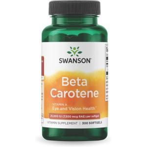 Swanson Beta-Carotene Vitamin A 25000 IU Softgels – Skin, Eye, and Immune System Health – Antioxidant Support – 7500 mcg (300 Softgels)(1)